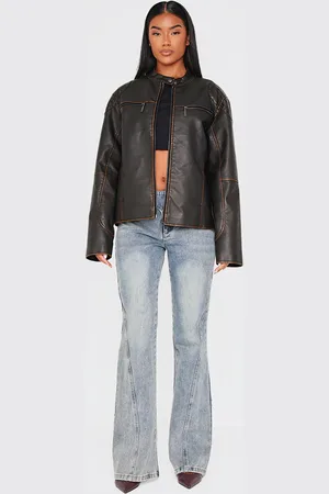 PRETTYLITTLETHING Detailed Shoulder Biker Jacket
