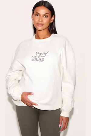 PRETTYLITTLETHING Maternity Plt Embroidered Oversized Sweatshirt