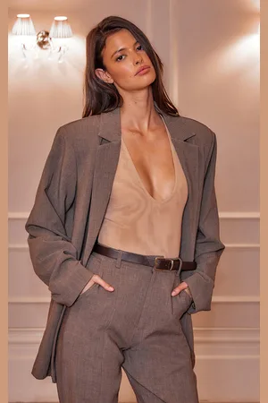 PRETTYLITTLETHING Dark Oversized Tailored Blazer