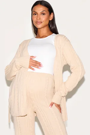 PRETTYLITTLETHING Maternity Cable Knit Wrap Cardigan