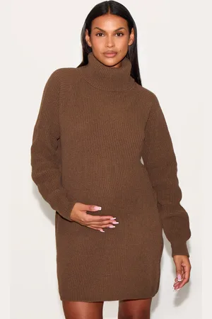 PRETTYLITTLETHING Maternity Oversized High Neck Jumper Dress