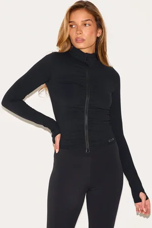 PRETTYLITTLETHING Brushed Sculpt Ruched Front Zip Up Sport Jacket