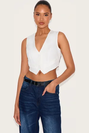 PRETTYLITTLETHING Woven Belted Back Detail Waistcoat Top
