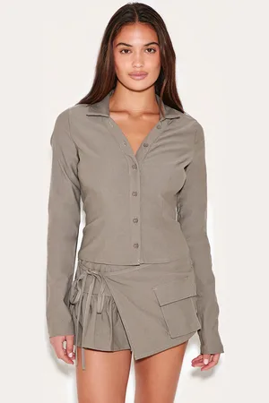 PRETTYLITTLETHING Woven Long Sleeve Cargo Detail Shirt