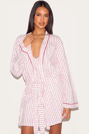 PRETTYLITTLETHING Heart Print Jersey Robe