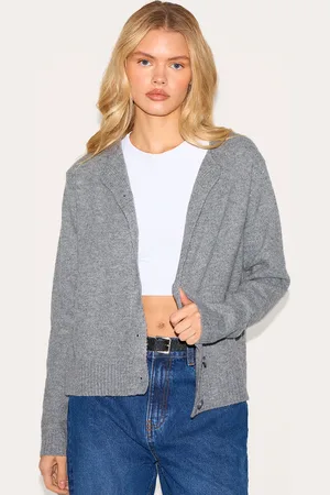 PRETTYLITTLETHING Melange Soft Knit Basic Button Up Cardigan