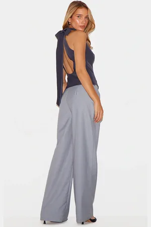 PRETTYLITTLETHING Woven High Neck Tie Detail Top