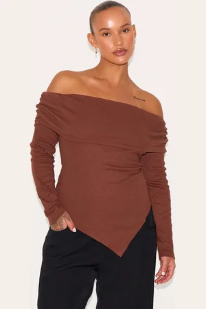 PRETTYLITTLETHING Plus Fold Over Dip Hem Top