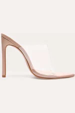 PRETTYLITTLETHING Clear Strap Pu Point Toe High Heels