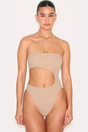 PRETTYLITTLETHING Bandeau Cut Out High Leg Swimsuit