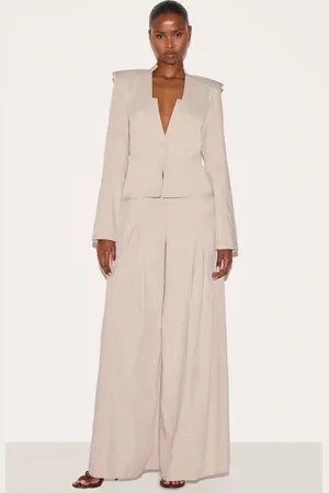 PRETTYLITTLETHING Pinstripe Shirt Detail Straight Leg Jumpsuit