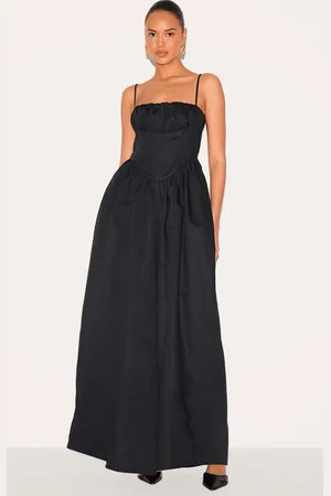 PRETTYLITTLETHING Premium Ruched Corset Detail Wide Leg Jumpsuit