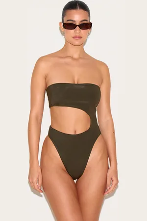 PRETTYLITTLETHING Bandeau Cut Out High Leg Swimsuit