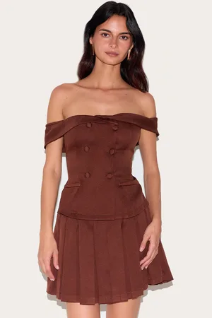 PRETTYLITTLETHING Tailored Button Detail Bardot Pleated Skort Playsuit