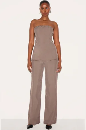 PRETTYLITTLETHING Woven Tailored Longline Bandeau Flared Jumpsuit