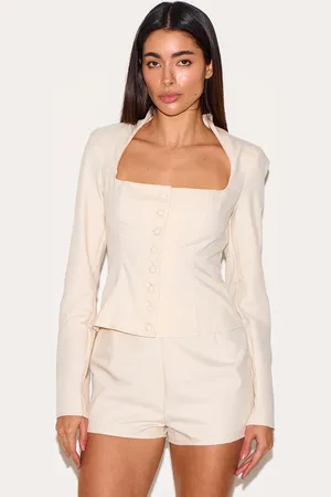 PRETTYLITTLETHING Woven Square Neck Button Detail Playsuit