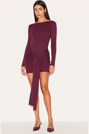 PRETTYLITTLETHING Boat Neck Wrap Mini Dress