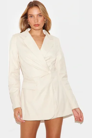 PRETTYLITTLETHING Tailored Woven Cinched Waist Long Sleeve Playsuit