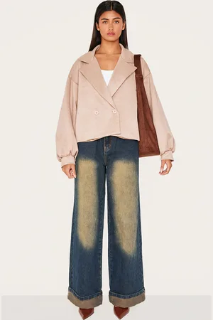 PRETTYLITTLETHING Faux Suede Balloon Sleeve Trench Coat