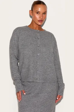 PRETTYLITTLETHING Plus Melange Soft Knit Basic Button Up Cardigan