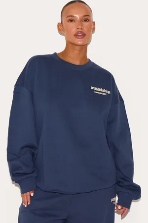 PRETTYLITTLETHING Plus Printed Premium Oversized Sweatshirt