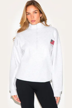 PRETTYLITTLETHING Oversized Quarter Zip Usa Sweatshirt