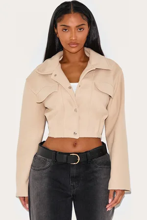 PRETTYLITTLETHING Shape Wool Look Cinched Waist Trucker Jacket