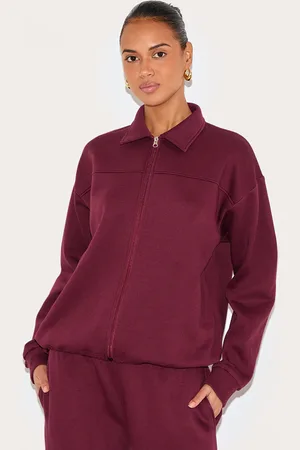PRETTYLITTLETHING Zip Though Collared Sweatshirt