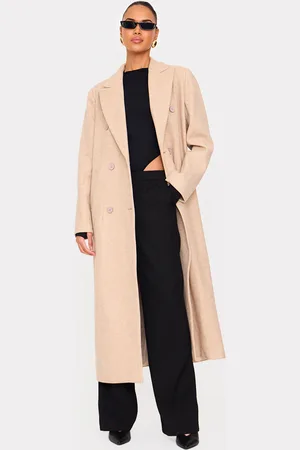 PRETTYLITTLETHING Wool Look Oversized Drop Shoulder Maxi Coat