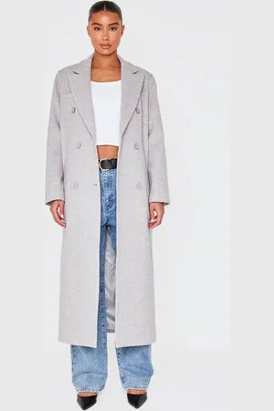 PRETTYLITTLETHING Wool Look Oversized Drop Shoulder Maxi Coat