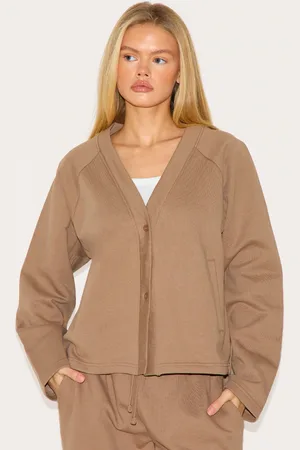 PRETTYLITTLETHING Premium Boxy Sweat Cardigan