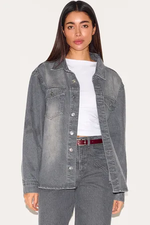 PRETTYLITTLETHING Boxy Fit Denim Shirt