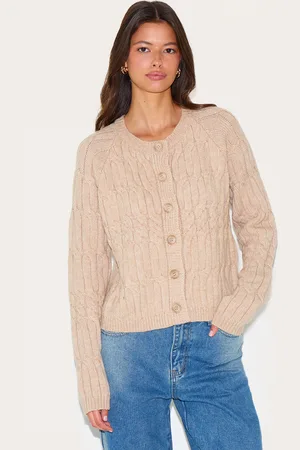 PRETTYLITTLETHING Cable Knit Button Up Cardigan