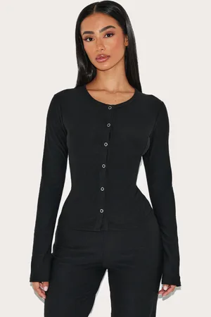 PRETTYLITTLETHING Petite Soft Touch Popper Long Sleeve Long Top
