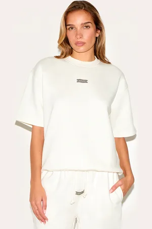 PRETTYLITTLETHING Badge Detail Oversized Short Sleeve Sweatshirt
