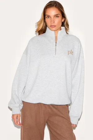 PRETTYLITTLETHING Printed Quarter Zip Sweatshirt