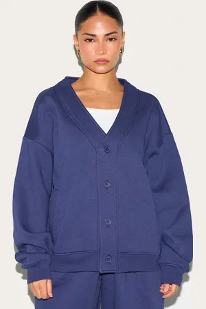 PRETTYLITTLETHING Petite Button Up Side Pocket Sweatshirt