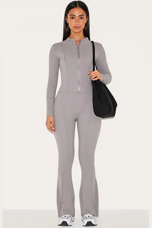 PRETTYLITTLETHING Petite Contour Sculpt Seam Detail Flared Pants