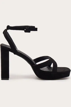 PRETTYLITTLETHING Faux Suede Square Toe Lace Up Flat Chunky Heeled Platforms