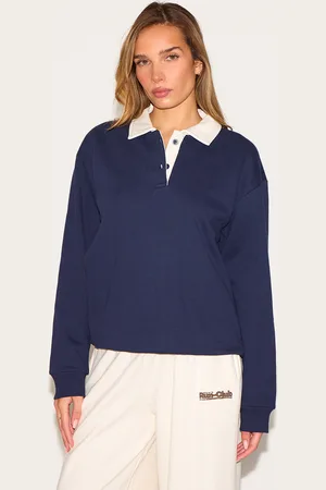 PRETTYLITTLETHING Premium Contrast Collar Sweatshirt
