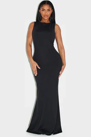 PRETTYLITTLETHING Shape Built In Shapewear Sculpt Boat Neck Fishtail Maxi Dress