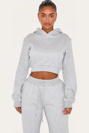 PRETTYLITTLETHING Shape Printed Back Cinched Waist Cropped Hoodie