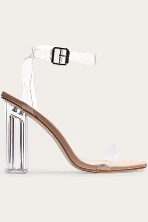 PRETTYLITTLETHING Wide Fit Clear Block Heel Sandal