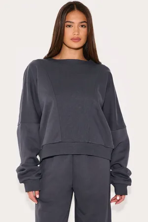 PRETTYLITTLETHING Oversized Ribbed Panel Sweatshirt