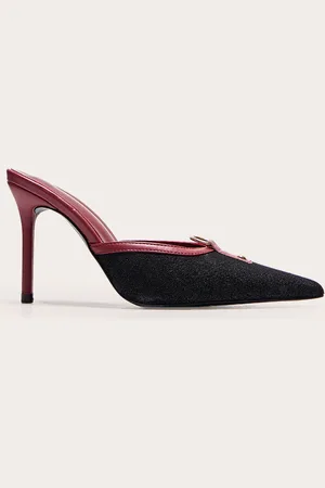 PRETTYLITTLETHING PU Point Toe Vintage Look Heeled Mules