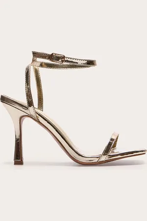 PRETTYLITTLETHING Wide Fit PU Square Toe Barely There Mid Heeled Sandals
