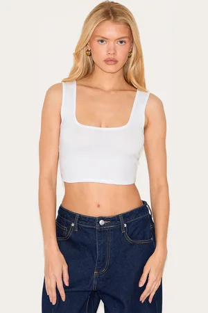 PRETTYLITTLETHING Basic Cotton Blend Square Neck Crop Vest