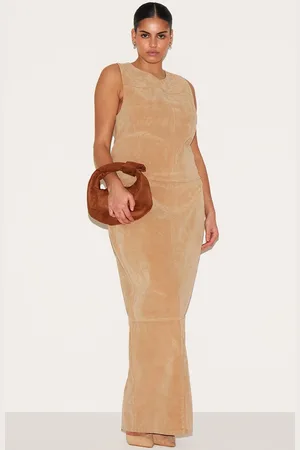 PRETTYLITTLETHING Plus Faux Suede Low Maxi Skirt