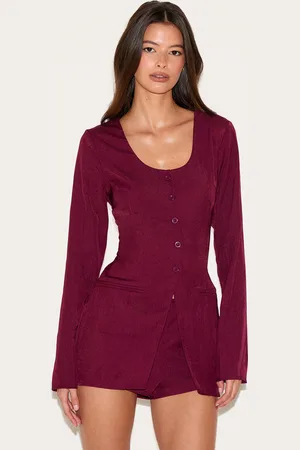 PRETTYLITTLETHING Tailored Button Down Scoop Neck Playsuit
