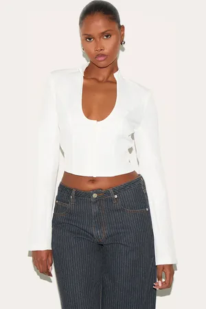 PRETTYLITTLETHING Plunge Scoop Neck Shirt